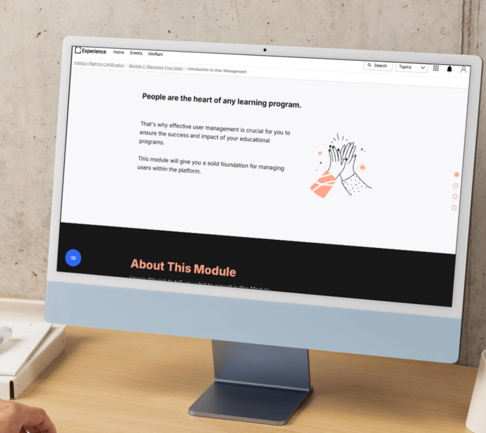 Audience Management Module Beginning of a user management module with the header "People are the heart of any learning program"